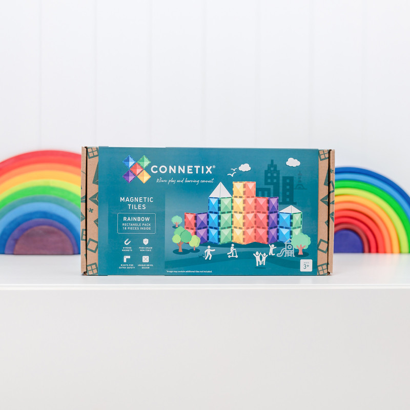 Magnetyczne klocki konstrukcyjne CONNETIX® Rainbow Rectangle Pack 18 elementów