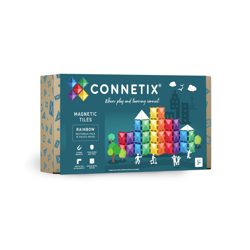 Magnetyczne klocki konstrukcyjne CONNETIX® Rainbow Rectangle Pack 18 elementów
