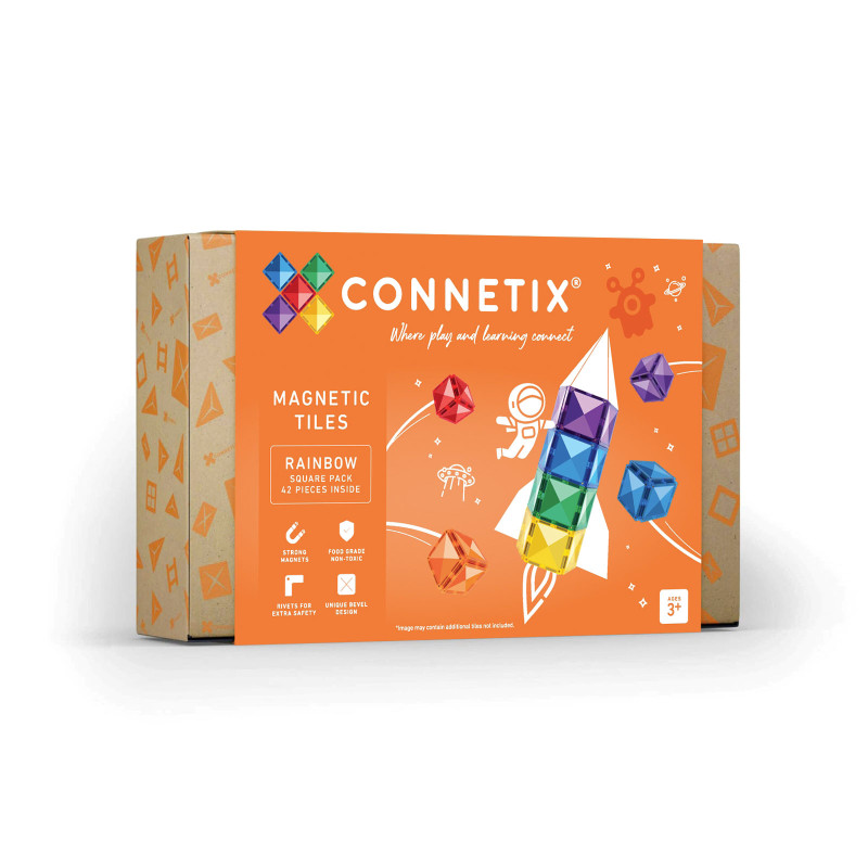 Magnetyczne klocki konstrukcyjne CONNETIX® Rainbow Square Pack 42 elementów