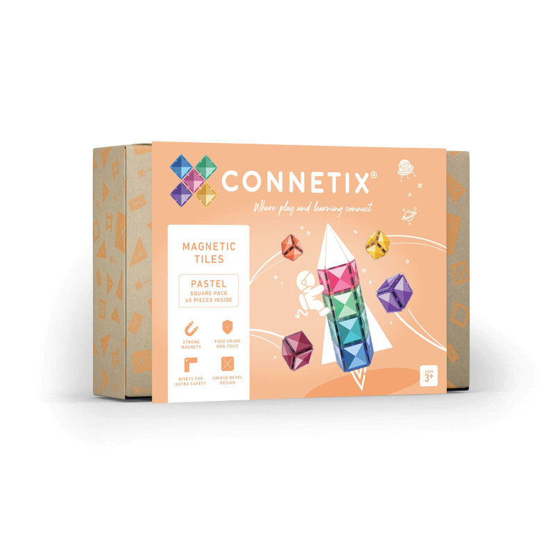 Magnetyczne klocki konstrukcyjne CONNETIX® Pastel Square Pack 40 elementów