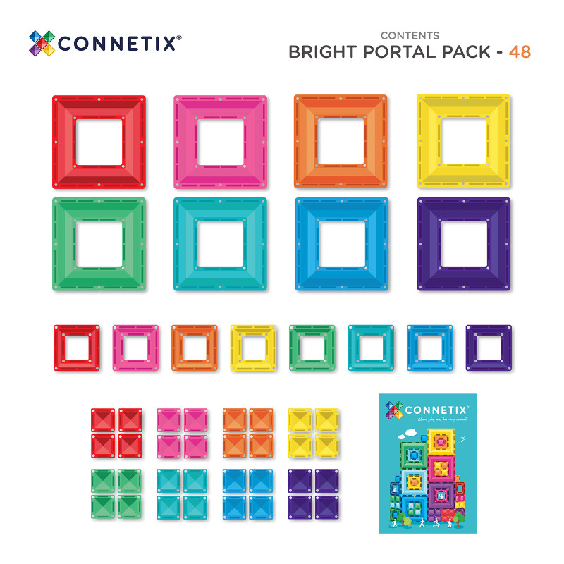Klocki magnetyczne CONNETIX® Bright Portal Pack – 48 elementów
