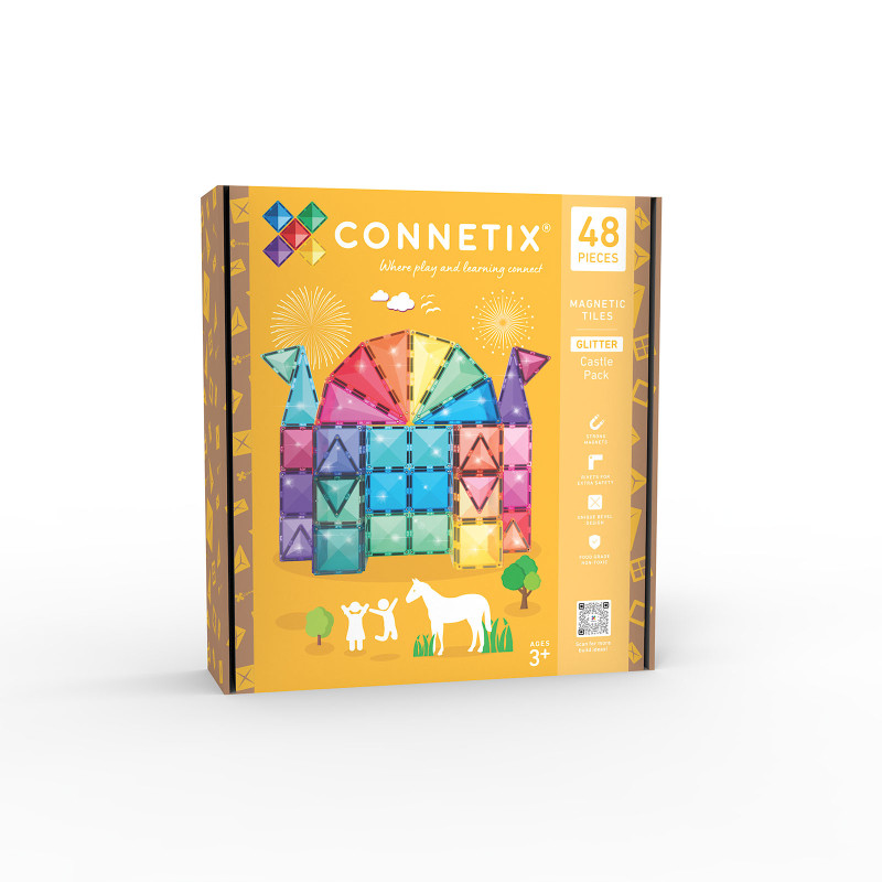 Klocki magnetyczne CONNETIX® Glitter Castle Pack – 48 elementów