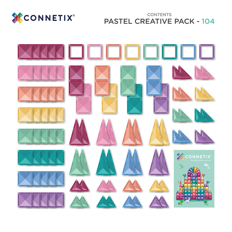 Klocki magnetyczne CONNETIX® Pastel Creative Pack 104 elementów
