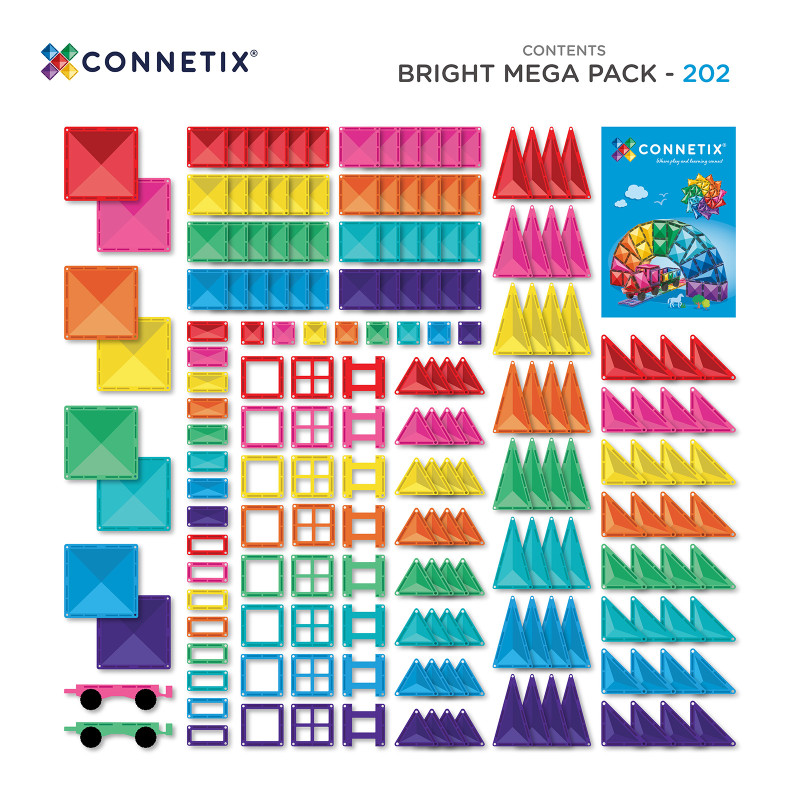 Klocki magnetyczne CONNETIX® Bright Mega Pack 202 elementów