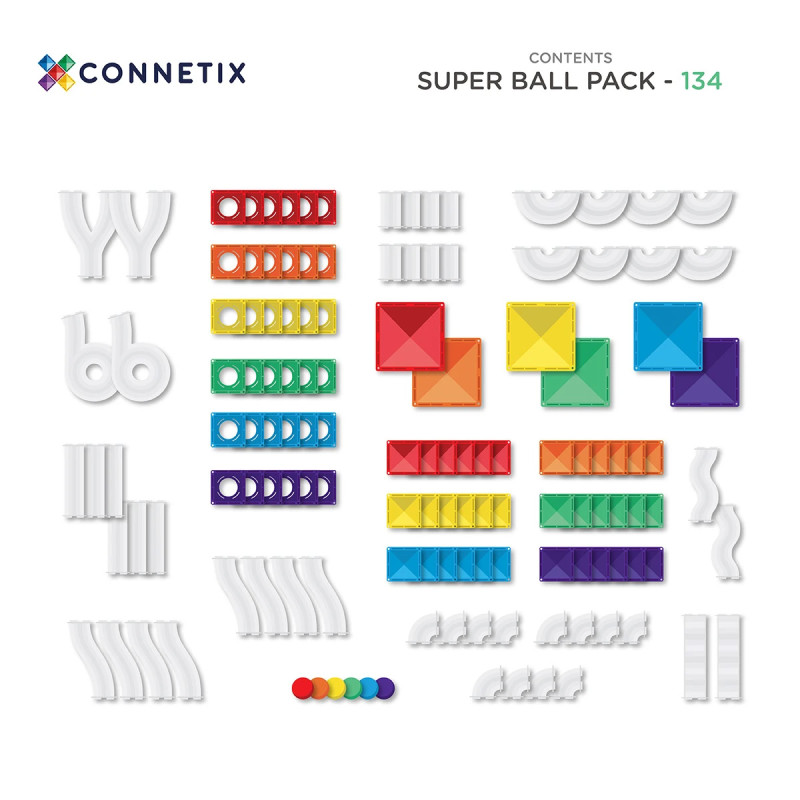 Klocki magnetyczne CONNETIX® Super Ball Run Pack 134 elementów