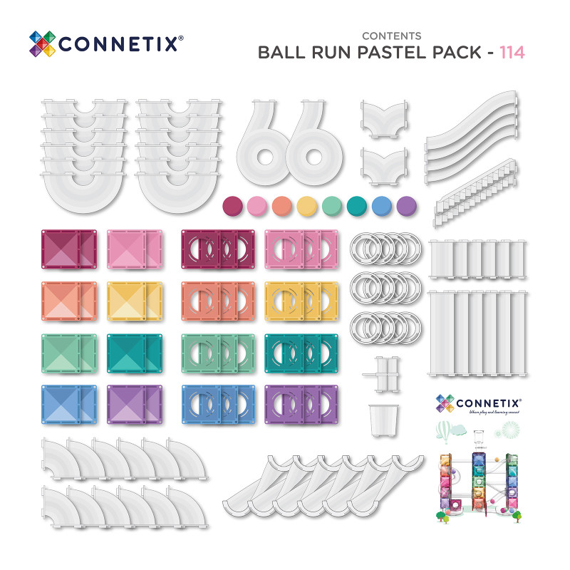 Klocki magnetyczne CONNETIX® Ball Run Pastel Pack 114 elementów