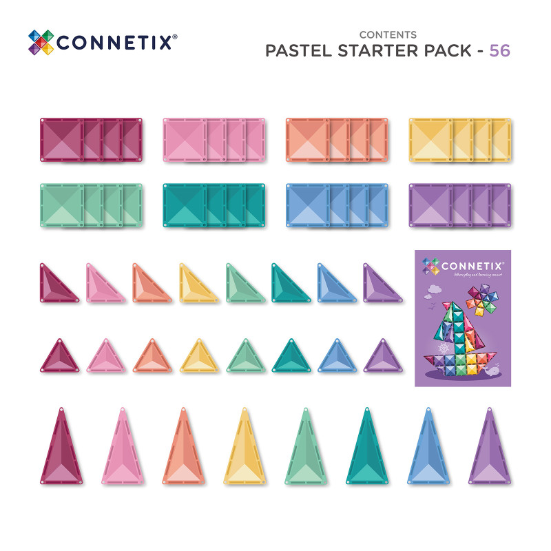 Klocki magnetyczne CONNETIX® Pastel Starter Pack 56 elementów
