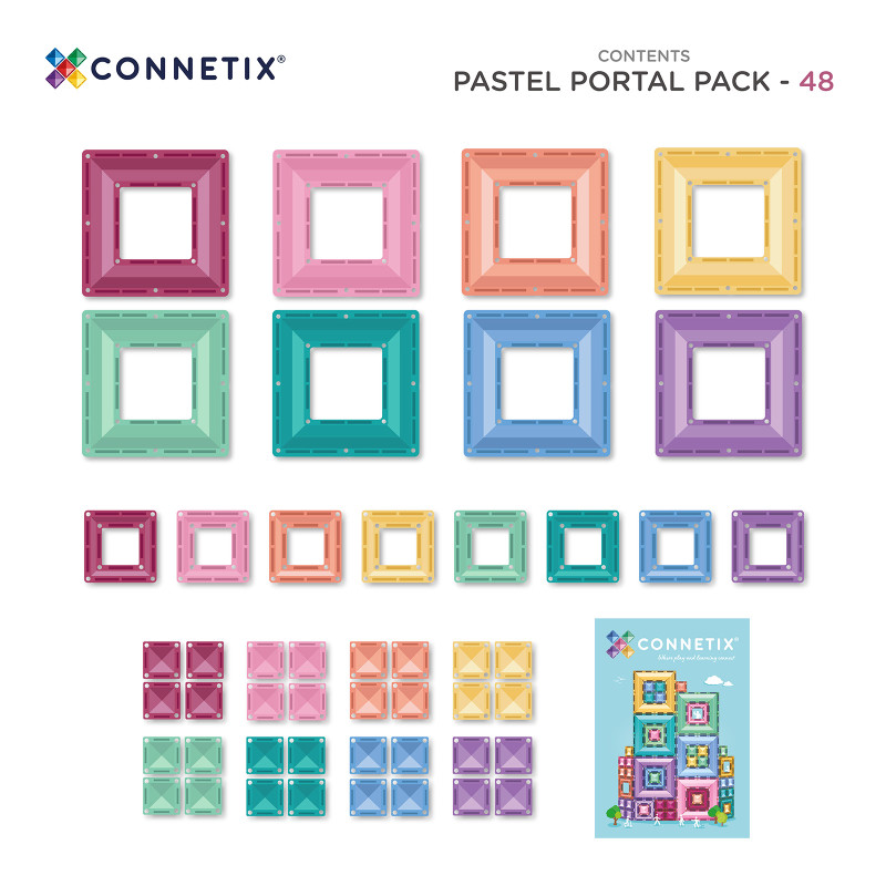 Klocki magnetyczne CONNETIX® Pastel Portal Pack – 48 elementów