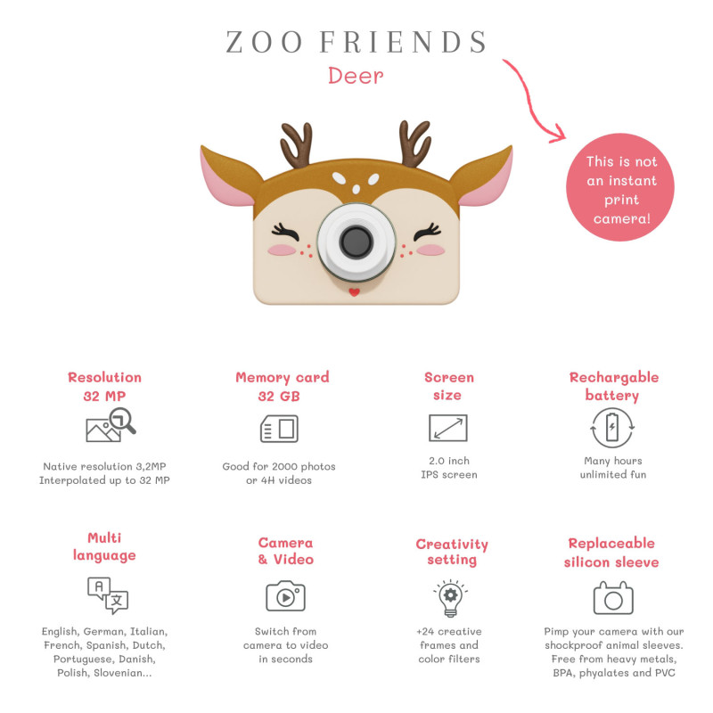 The Zoofamily dziecięcy aparat cyfrowy Sarenka