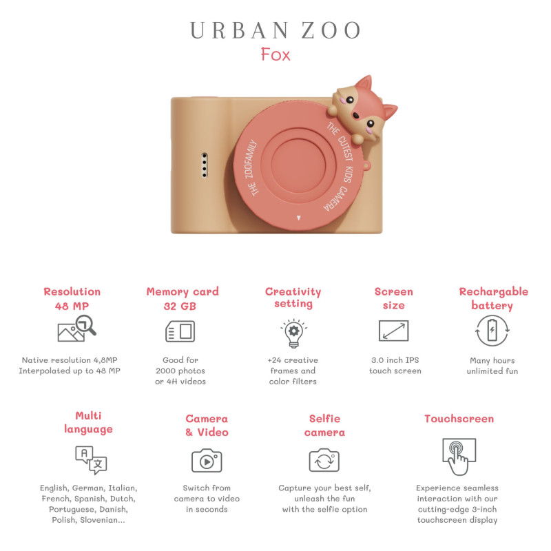 The Zoofamily aparat cyfrowy dla dzieci UrbanZoo lis