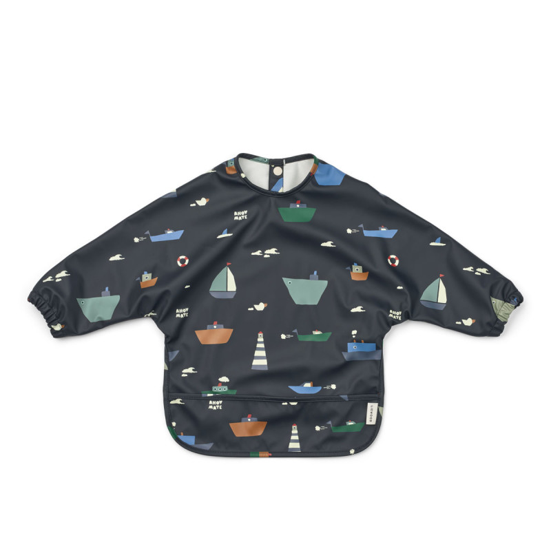 LIEWOOD śliniak z rękawami Merle Sailing / Classic navy