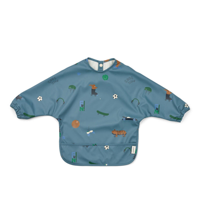 LIEWOOD śliniak z rękawami Merle Fun / Beach blue