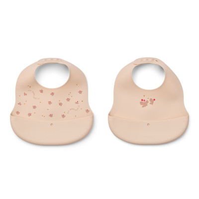 LIEWOOD silikonowe śliniaki Ember Mini Butterfly / Apple blossom 2 sztuki