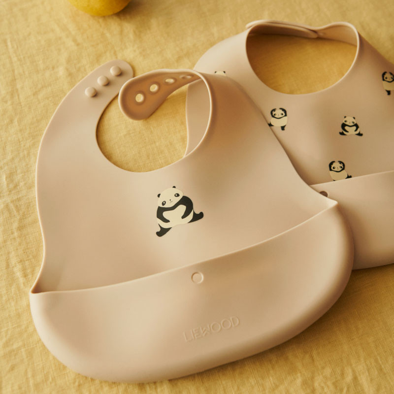 LIEWOOD silikonowe śliniaki Ember Panda / Sandy 2 sztuki