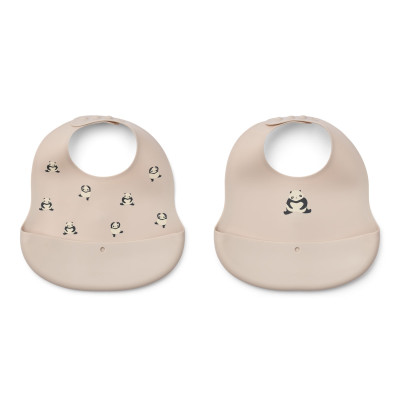 LIEWOOD silikonowe śliniaki Ember Panda / Sandy 2 sztuki