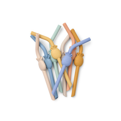 LIEWOOD silikonowe słomki Carlson Ananas zestaw 8 sztuk