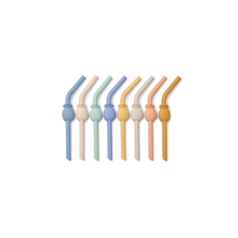 LIEWOOD silikonowe słomki Carlson Ananas zestaw 8 sztuk