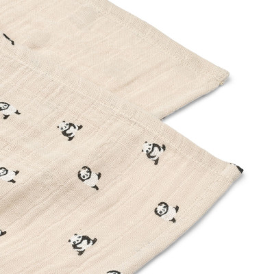 LIEWOOD pieluszki muślinowe Lewis 2 sztuki Mini panda / Sandy mix