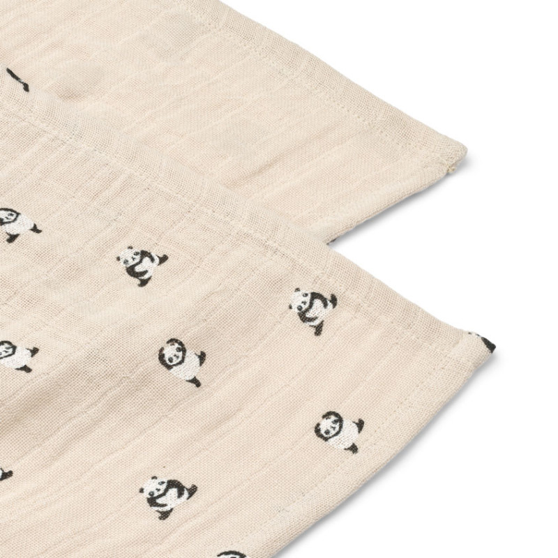 LIEWOOD pieluszki muślinowe Lewis 2 sztuki Mini panda / Sandy mix