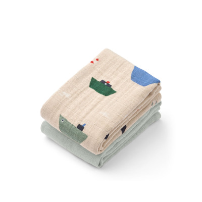 LIEWOOD pieluszki muślinowe Lewis 2 sztuki Sailing / Dove blue mix