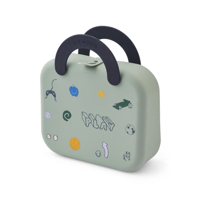 LIEWOOD Składany silikonowy lunchbox Elara Play / Dusty Peppermint