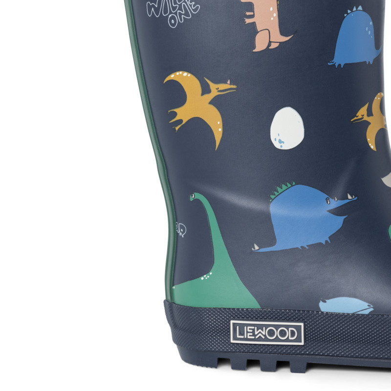LIEWOOD dziecięce ocieplane kalosze Mason Dino roar / Classic navy