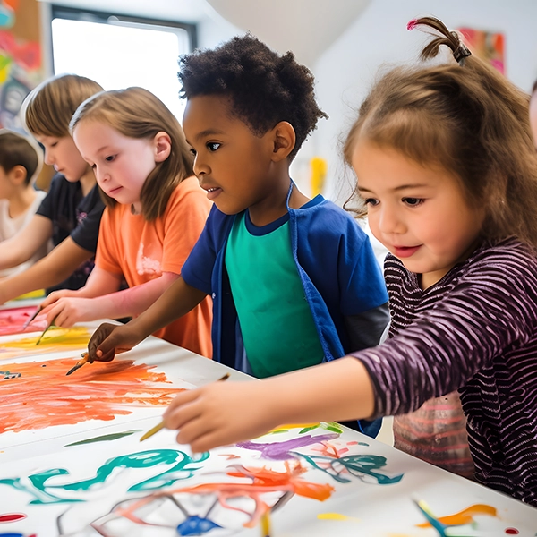 Dzieci malują w przedszkolu