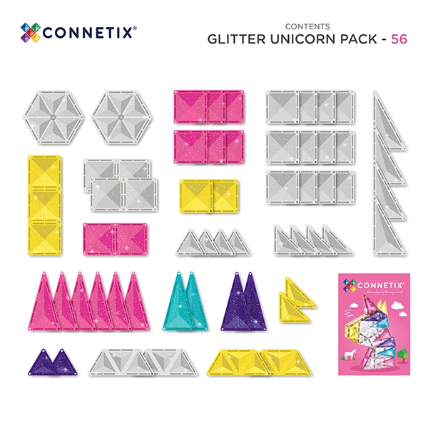 Klocki magnetyczne CONNETIX® Glitter Unicorn Pack 56 elementów