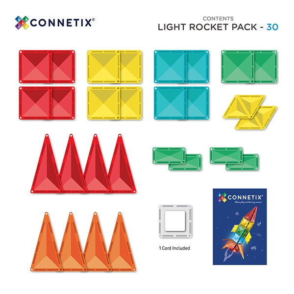 Klocki magnetyczne CONNETIX® Light Rocket Pack 30 elementów