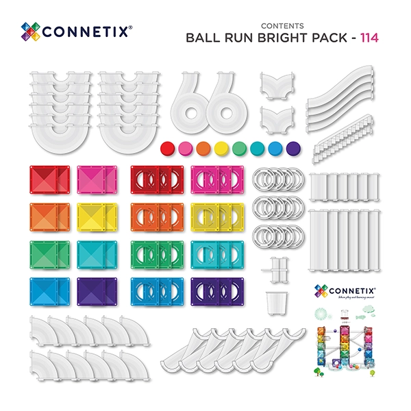 Klocki magnetyczne CONNETIX® Ball Run Bright Pack 114 elementów