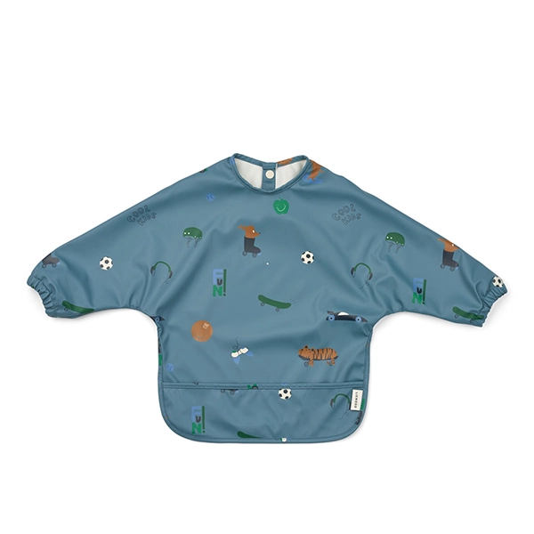 LIEWOOD śliniak z rękawami Merle Fun / Beach blue