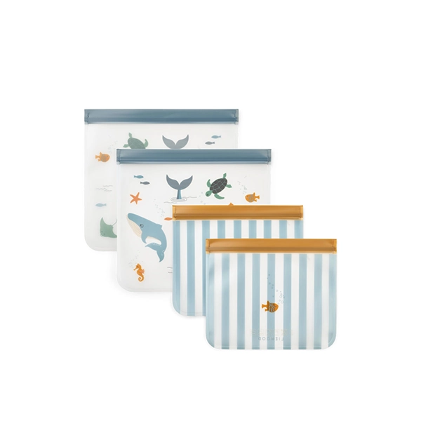 LIEWOOD woreczki na żywność Rebus zestaw 4 Sea creature / Sandy